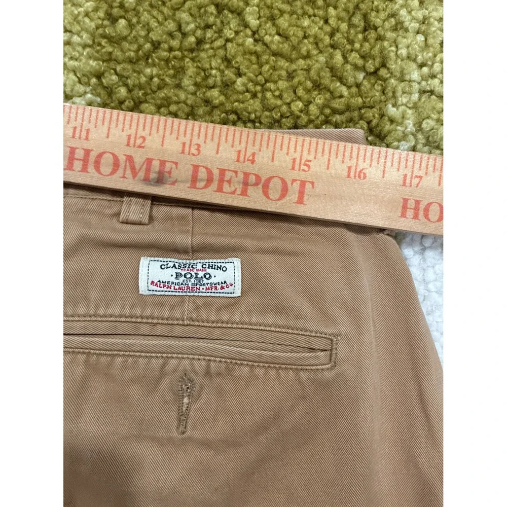 Polo Ralph Lauren Hammond Pant Mens 35x32 Tan Pleated‎ Cuffed Cotton Chinos Tan